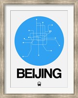 Framed Beijing Blue Subway Map