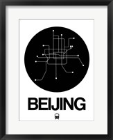 Framed Beijing Black Subway Map