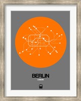 Framed Berlin Orange Subway Map