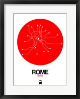 Framed Rome Red Subway Map