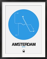 Framed Amsterdam Blue Subway Map