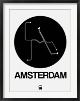 Framed Amsterdam Black Subway Map