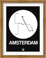 Framed Amsterdam White Subway Map
