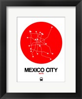 Framed Mexico City Red Subway Map