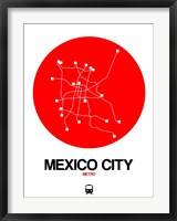 Framed Mexico City Red Subway Map