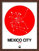 Framed Mexico City Red Subway Map