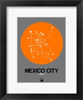 Framed Mexico City Orange Subway Map