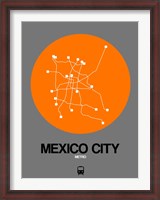 Framed Mexico City Orange Subway Map