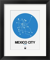 Framed Mexico City Blue Subway Map