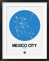 Framed Mexico City Blue Subway Map