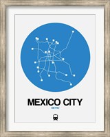 Framed Mexico City Blue Subway Map