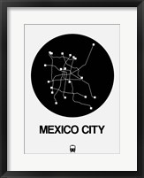 Framed Mexico City Black Subway Map