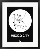 Framed Mexico City White Subway Map