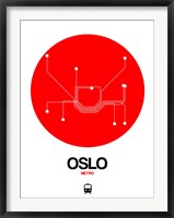 Framed Oslo Red Subway Map