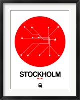 Framed Stockholm Red Subway Map