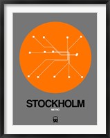Framed Stockholm Orange Subway Map