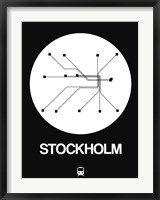 Framed Stockholm White Subway Map
