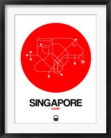 Framed Singapore Red Subway Map