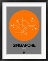 Framed Singapore Orange Subway Map