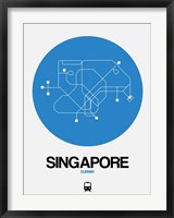 Framed Singapore Blue Subway Map