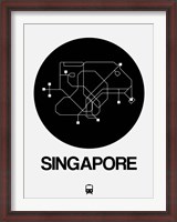 Framed Singapore Black Subway Map