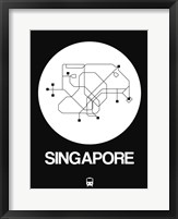 Framed Singapore White Subway Map