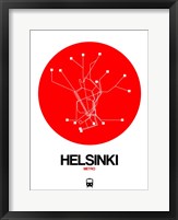 Framed Helsinki Red Subway Map