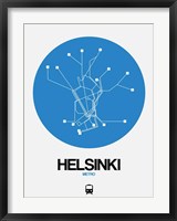 Framed Helsinki Blue Subway Map