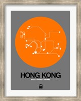 Framed Hong Kong Orange Subway Map