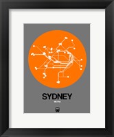 Framed Sydney Orange Subway Map