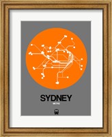 Framed Sydney Orange Subway Map
