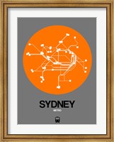 Framed Sydney Orange Subway Map