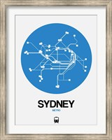 Framed Sydney Blue Subway Map