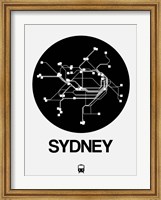 Framed Sydney Black Subway Map