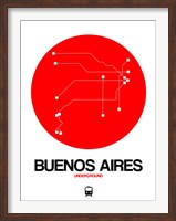 Framed Buenos Aires Red Subway Map