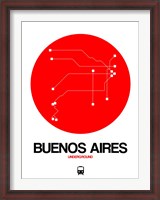 Framed Buenos Aires Red Subway Map