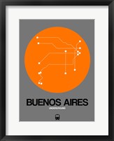 Framed Buenos Aires Orange Subway Map