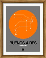 Framed Buenos Aires Orange Subway Map