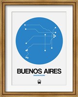 Framed Buenos Aires Blue Subway Map
