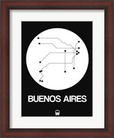 Framed Buenos Aires White Subway Map