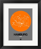 Framed Hamburg Orange Subway Map