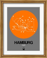 Framed Hamburg Orange Subway Map