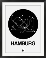 Framed Hamburg Black Subway Map