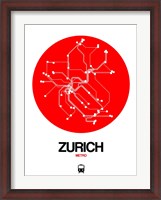 Framed Zurich Red Subway Map