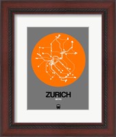 Framed Zurich Orange Subway Map