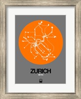 Framed Zurich Orange Subway Map