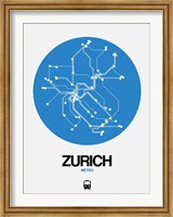 Framed Zurich Blue Subway Map