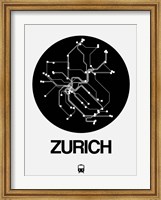 Framed Zurich Black Subway Map