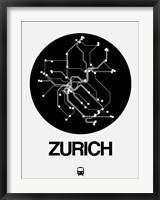 Framed Zurich Black Subway Map