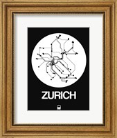 Framed Zurich White Subway Map